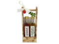 Geschenkset 250ml im Holzträger - Chiliöl und Knoblauch-Kräuteröl
