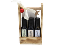 Geschenkset 100ml im Holzträger - Olivenöl, einem Senföl und einem Leinöl